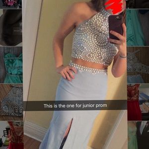 Light Blue 2 Piece Prom Dress